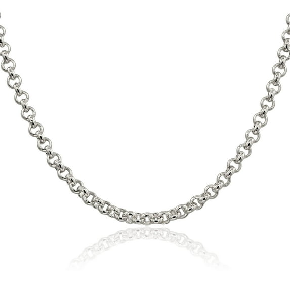 925 Sterling Silver 4mm Cable Rolo Link Chain Belcher Necklace