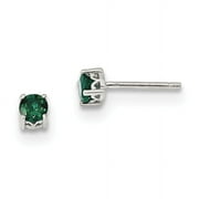 ICE CARATS 925 Sterling Silver 4mm Round Created Green Emerald Post Stud Earrings Birthstone May Gemstone Fine Jewelry For Women Gifts For Her