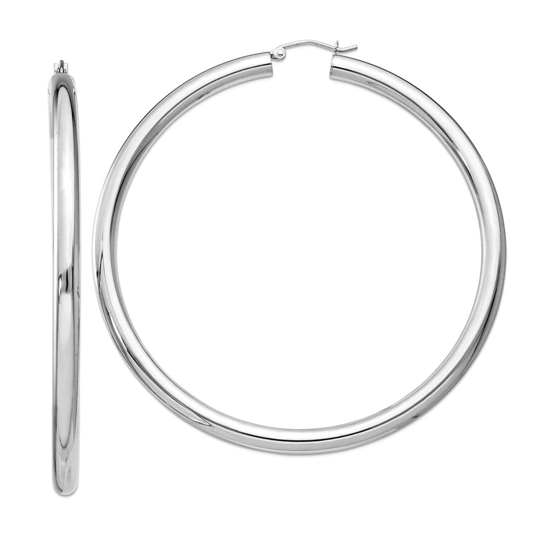 925 Sterling Silver 4mm Round Hoop Earrings 72x70mm Wide 4mm Thick Hoop Earring for Women