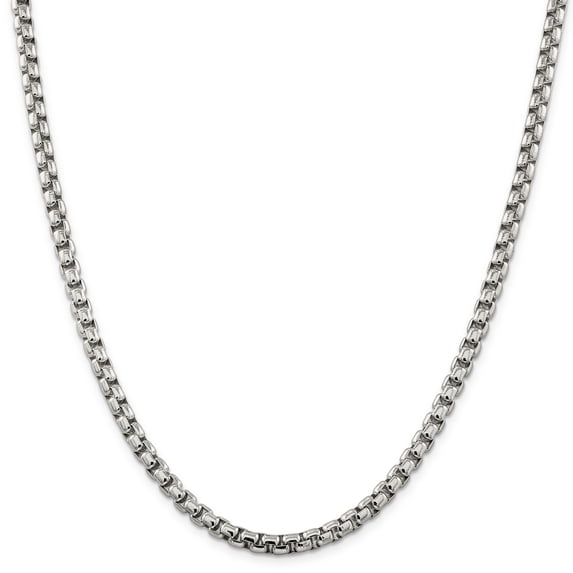 925 Sterling Silver 5.20mm Round Box Chain 24 Inch