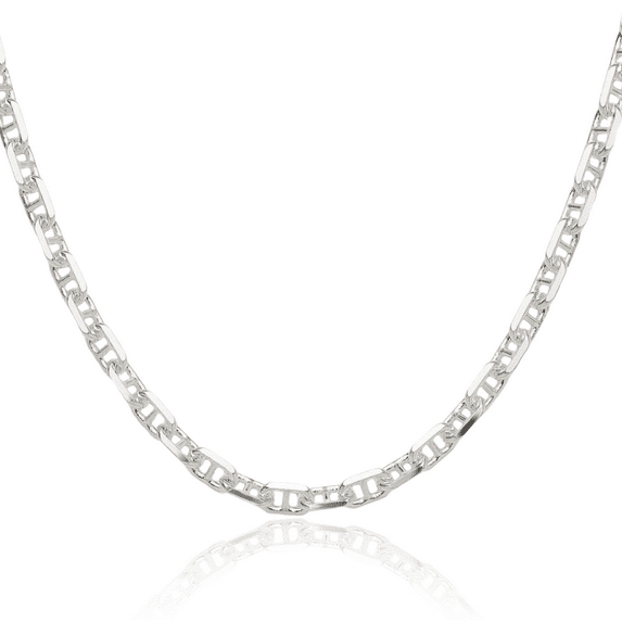 925 Sterling Silver 5.5mm Anchor Mariner Link Chain Necklace