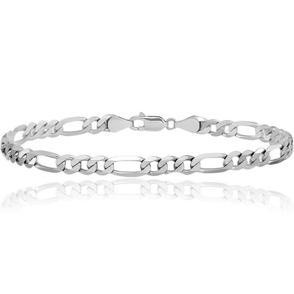 925 Sterling Silver 5.5mm Figaro Link Chain Bracelet