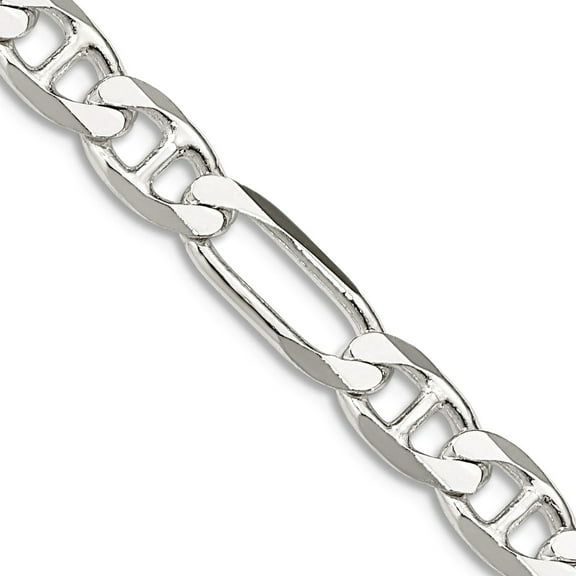 925 Sterling Silver 5.5mm Figaro Nautical Ship Mariner Anchor Chain Necklace 26 Inch Chain Necklace for Women and Men