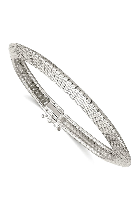 925 Sterling Silver 5.5mm Textured Knife-edge Bracelet 7.5 Inch Link Bracelet for Women - 19.5 Grams