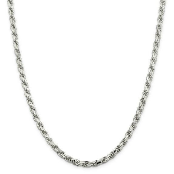 925 Sterling Silver 5.6mm Diamond-cut Rope Chain 24 Inch
