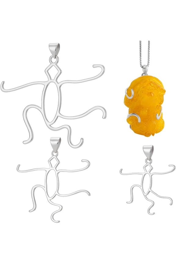 925 Sterling Silver 5 Claws Prong Pendant Setting Adjustable Hollow Pendant Blank Irregular Base Cabochon Setting Stone Necklace Holder Charms for DIY Jewelry Making Platinum