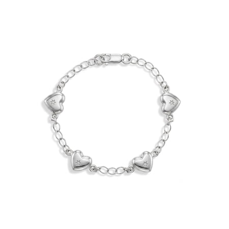 925 Sterling Silver 5" Cute Heart Bracelet for Babies & Toddlers