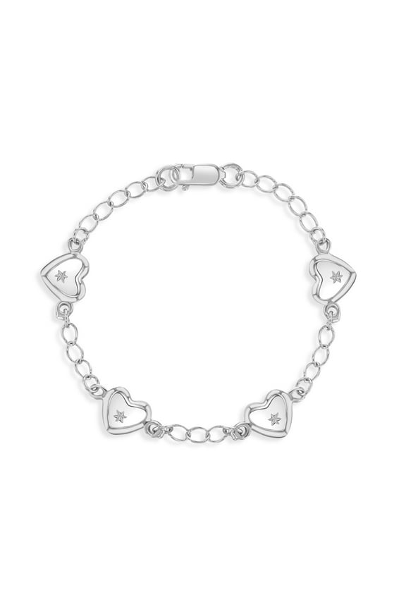 925 Sterling Silver 5" Cute Heart Bracelet for Babies & Toddlers