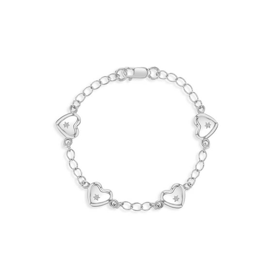 925 Sterling Silver 5" Cute Heart Bracelet for Babies & Toddlers
