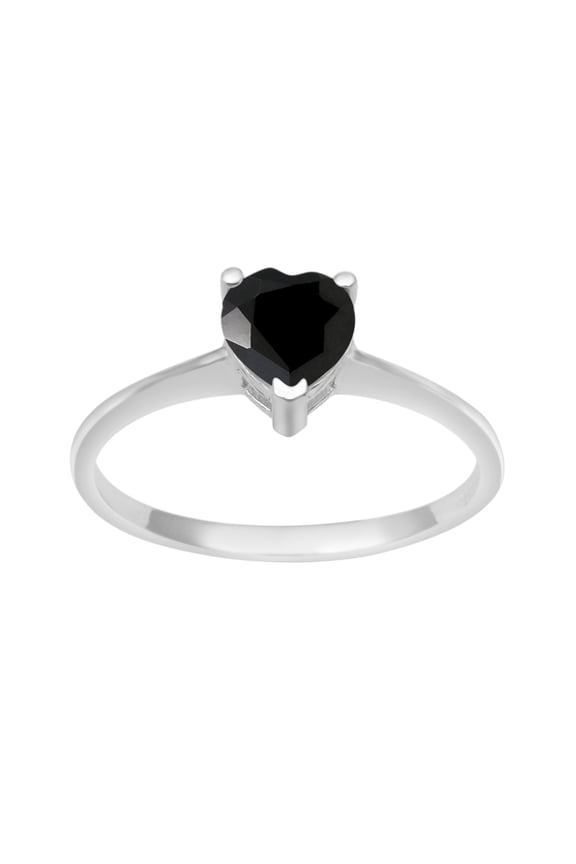 925 Sterling Silver 5 MM Heart Shape Black Spinel Solitaire Women Valentines Day Gifts Ring