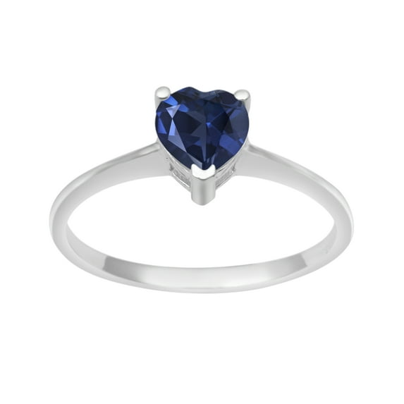 925 Sterling Silver 5 MM Heart Shape Blue Sapphire Solitaire Valentines Day Gifts Ring