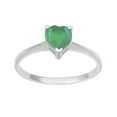 thumbnail image 1 of 925 Sterling Silver 5 MM Heart Shape Green Onyx Solitaire Women Valentines Day Gifts Ring, 1 of 2