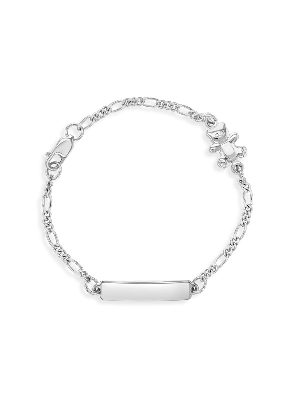 925 Sterling Silver 5" Teddy Bear Identification Bracelet for Babies & Toddlers