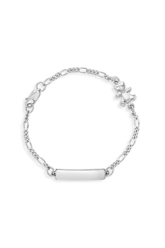 925 Sterling Silver 5" Teddy Bear Identification Bracelet for Babies & Toddlers