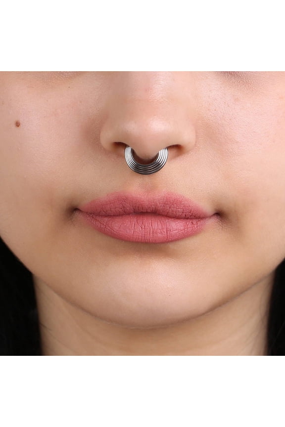 925 Sterling Silver 5 Tier Stacked Septum Ring/ Segment Ring / Layered Helix ring/ Hinged Septum Hoop/Segment Conch Ring/hinged clicker