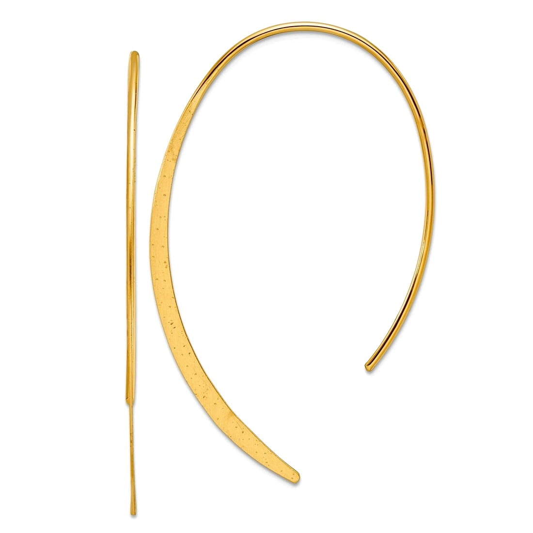 925 Sterling Silver .50 Micron 18k Gold Plated Brushed and Lasered Threader Earrings 54.2x0.5mm Wide Stud Earring for Wo