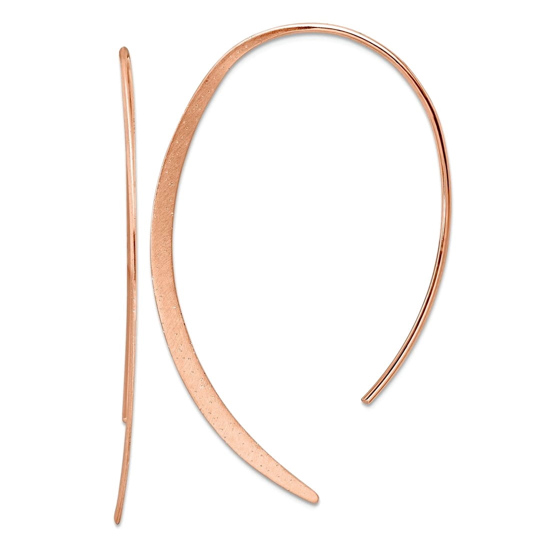 925 Sterling Silver .50 Micron 18k Rose Gold Plated Brushed and Lasered Threader Earrings 54.2x0.5mm Wide Stud Earring f