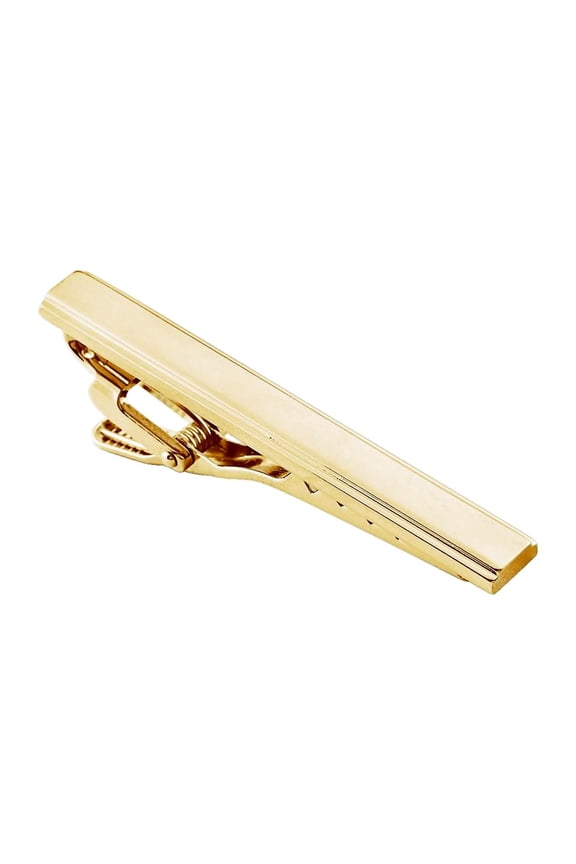 925 Sterling Silver 50x6.5mm 14kt Yellow Gold Plated Tie Bar Tie Clip for Men - 10.4 Grams