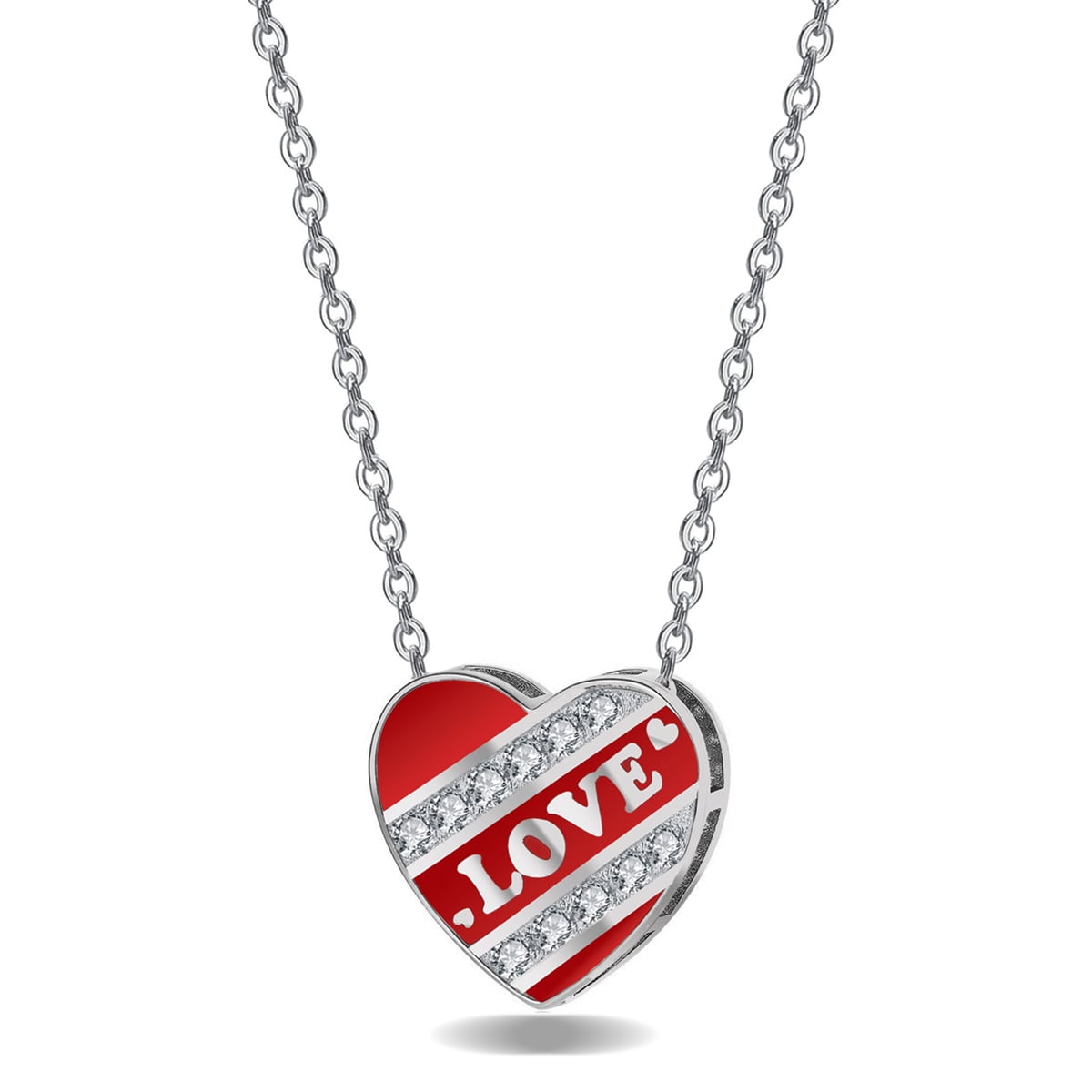 925 Sterling Silver 5A CZ Diamond Enamel Pendant Necklace for Women, Mother's Day