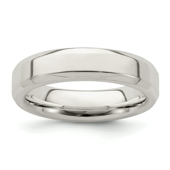 925 Sterling Silver 5mm Bevel Edge Band Ring Size 9.5