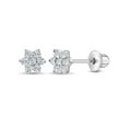 thumbnail image 1 of 925 Sterling Silver 5mm CZ Flower Screw Back Earrings for Babies Toddlers Girls, 1 of 7