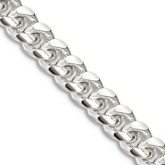 925 Sterling Silver 5mm Domed With Side Sparkle-Cut Curb Chain Necklace 26 Inch Chain Necklace for Women and Men