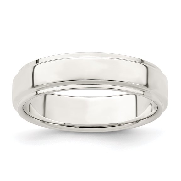 925 Sterling Silver 5mm Flat with Step Edge Band Ring Size 8.5