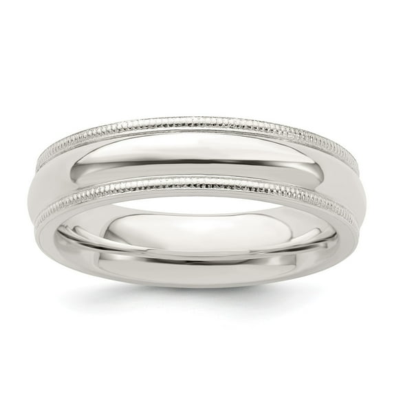 925 Sterling Silver 5mm Milgrain Comfort Fit Band Size: 6; for Adults and Teens; for Women and Men