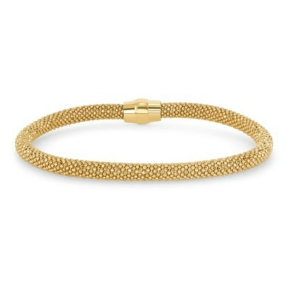 925 Sterling Silver 5mm Round Mesh Bracelet 14 K Gold Plated Magnet Closure Unisex All Ages MST