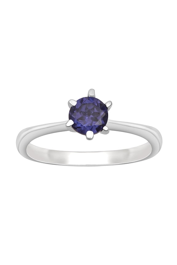 925 Sterling Silver 5mm Round Shape Simulated Tanzanite Tiny Stackable Valentines Day Gifts Ring
