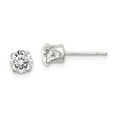 thumbnail image 1 of 925 Sterling Silver 5mm Round Snap Set CZ Stud Earrings; for Adults and Teens; for Women and Men, 1 of 1