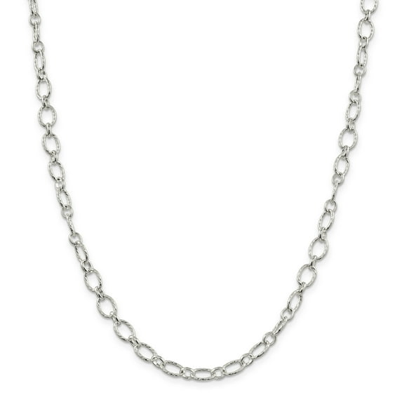 925 Sterling Silver 6.1mm Fancy Rolo Chain 24 Inch