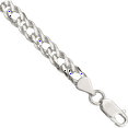 thumbnail image 1 of 925 Sterling Silver 6.25mm 6 Side Double Curb Link Chain Bracelet, 1 of 5