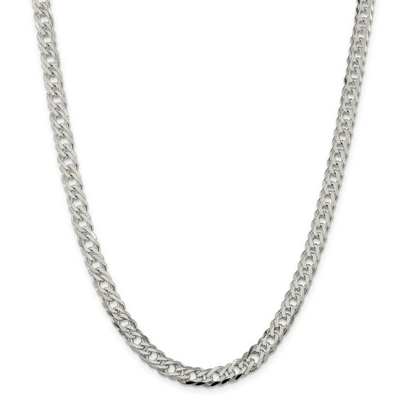925 Sterling Silver 6.25mm Double 6 Side Diamond Cut Flat Link Chain Necklace Fine Jewelry For Women Gifts For Her, 18"