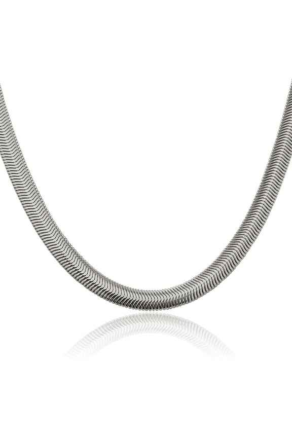 925 Sterling Silver 6.25mm Thick Oval Herringbone Chain Necklace - 16 inch - Polished, Matte Women's