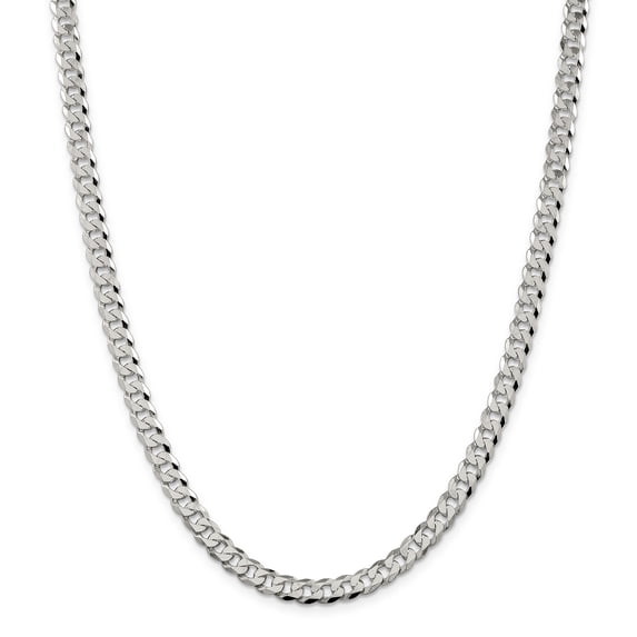 925 Sterling Silver 6.3mm Beveled Curb Chain 18 Inch