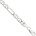 thumbnail image 1 of 925 Sterling Silver 6.5mm Figaro Link Anchor Mariner Chain Bracelet, 1 of 3