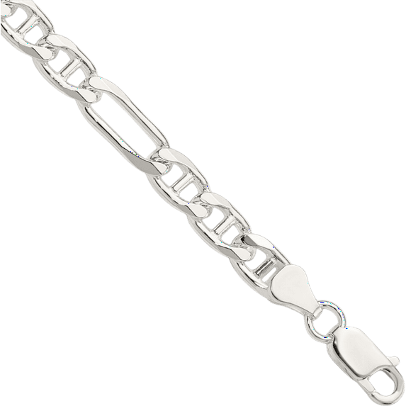 925 Sterling Silver 6.5mm Figaro Link Anchor Mariner Chain Bracelet