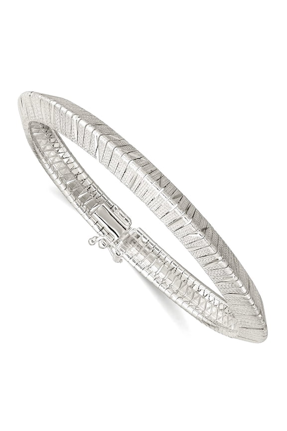 925 Sterling Silver 6.5mm Sparkle-Cut Knife-edge Bracelet 7.5 Inch Link Bracelet for Women