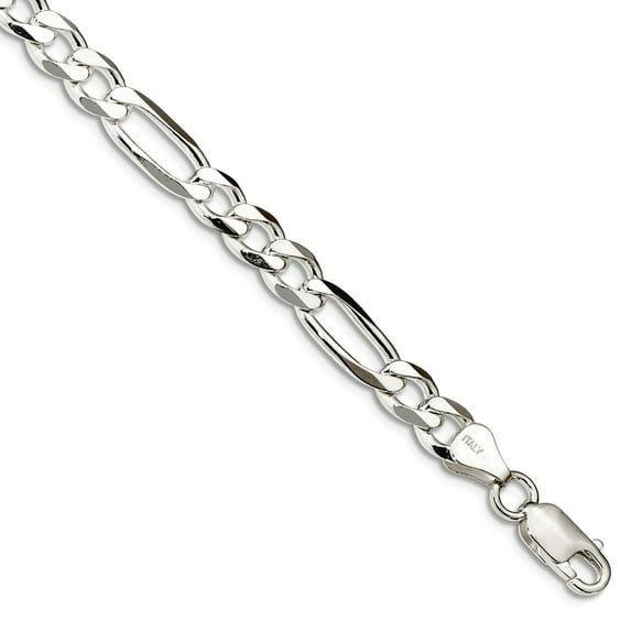 925 Sterling Silver 6.75mm Figaro Chain Ankle Bracelet 10 Inch Anklet for Women and Men - 16.7 Grams