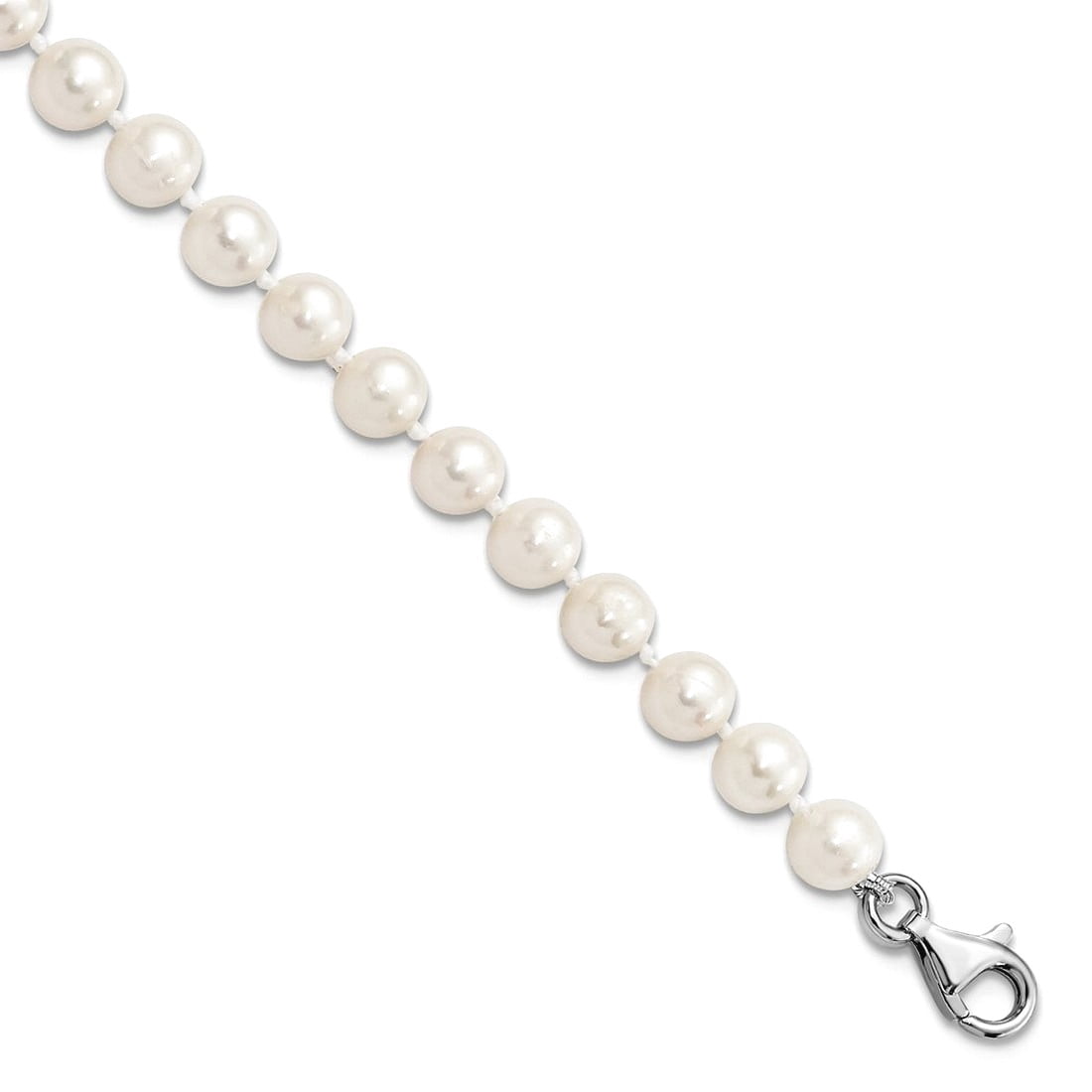 925 Sterling Silver 6-7mm Freshwater Cultured Pearl and Cubic Zirconia With 2inch Ext Anklet 8.5 Inch Anklet for Women