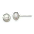 thumbnail image 1 of 925 Sterling Silver 6-7mm Grey FW Cultured Button Pearl Stud Earrings, 1 of 5