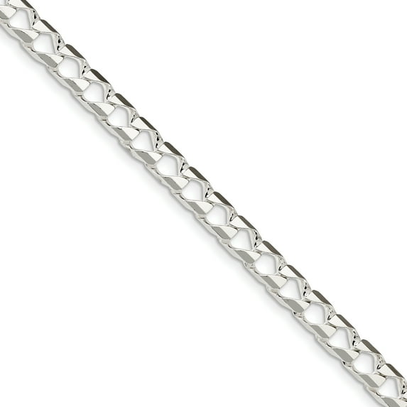 925 Sterling Silver 6.7mm Polished Open Curb Chain Bracelet