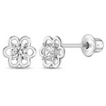 thumbnail image 1 of 925 Sterling Silver 6 Petal Minimalist Flower Stud Earring, 1 of 3