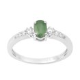 thumbnail image 1 of 925 Sterling Silver 6X4mm Oval Shape Emerald Solitaire Accents Women Wedding Ring, 1 of 7