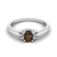 thumbnail image 1 of 925 Sterling Silver 6X4mm Oval Smoky Quartz Solitaire Women Valentines Day Gifts Ring, 1 of 3