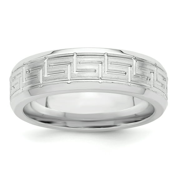 925 Sterling Silver 6mm Brushed Fancy Band Ring Size 10.5