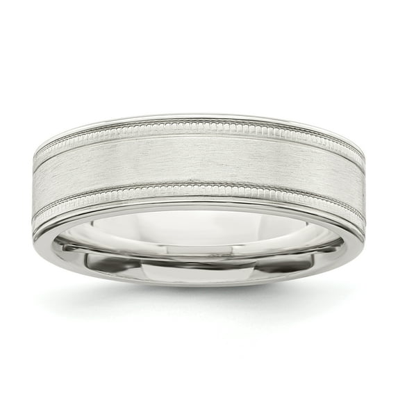 925 Sterling Silver 6mm Brushed Fancy Band Ring Size 12.5