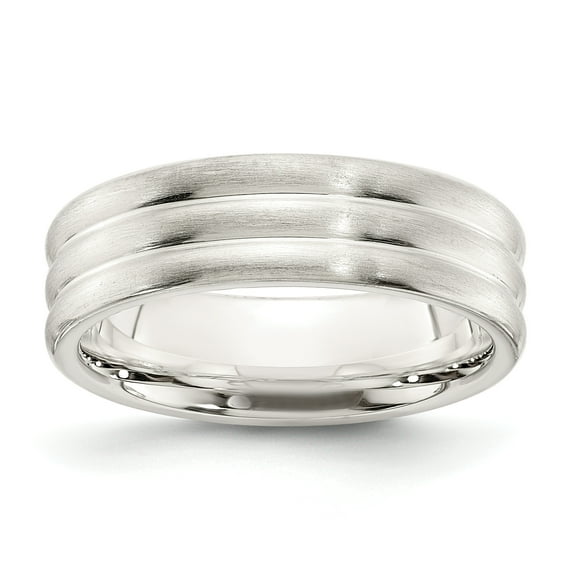 925 Sterling Silver 6mm Brushed Fancy Band Ring Size 9