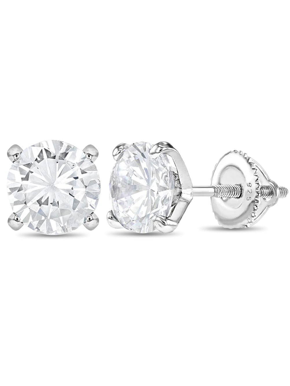 6mm CZ Prong Set Children's / Kids / Teens Earrings Screw Back - Sterling Silver